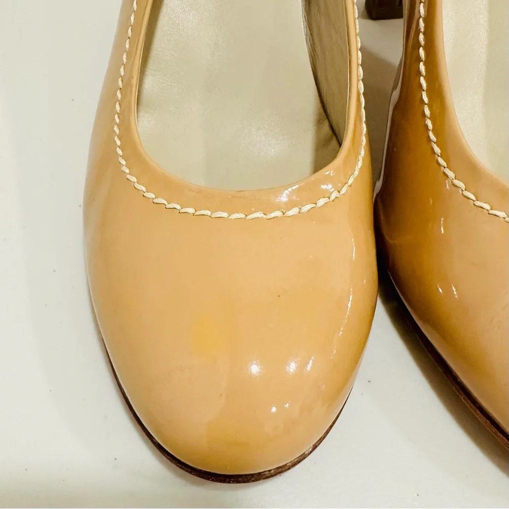 Womens‎ Size 9 Attilio Giusti Leombruni AGL Biege Patent Leather Shoe Pump Heel